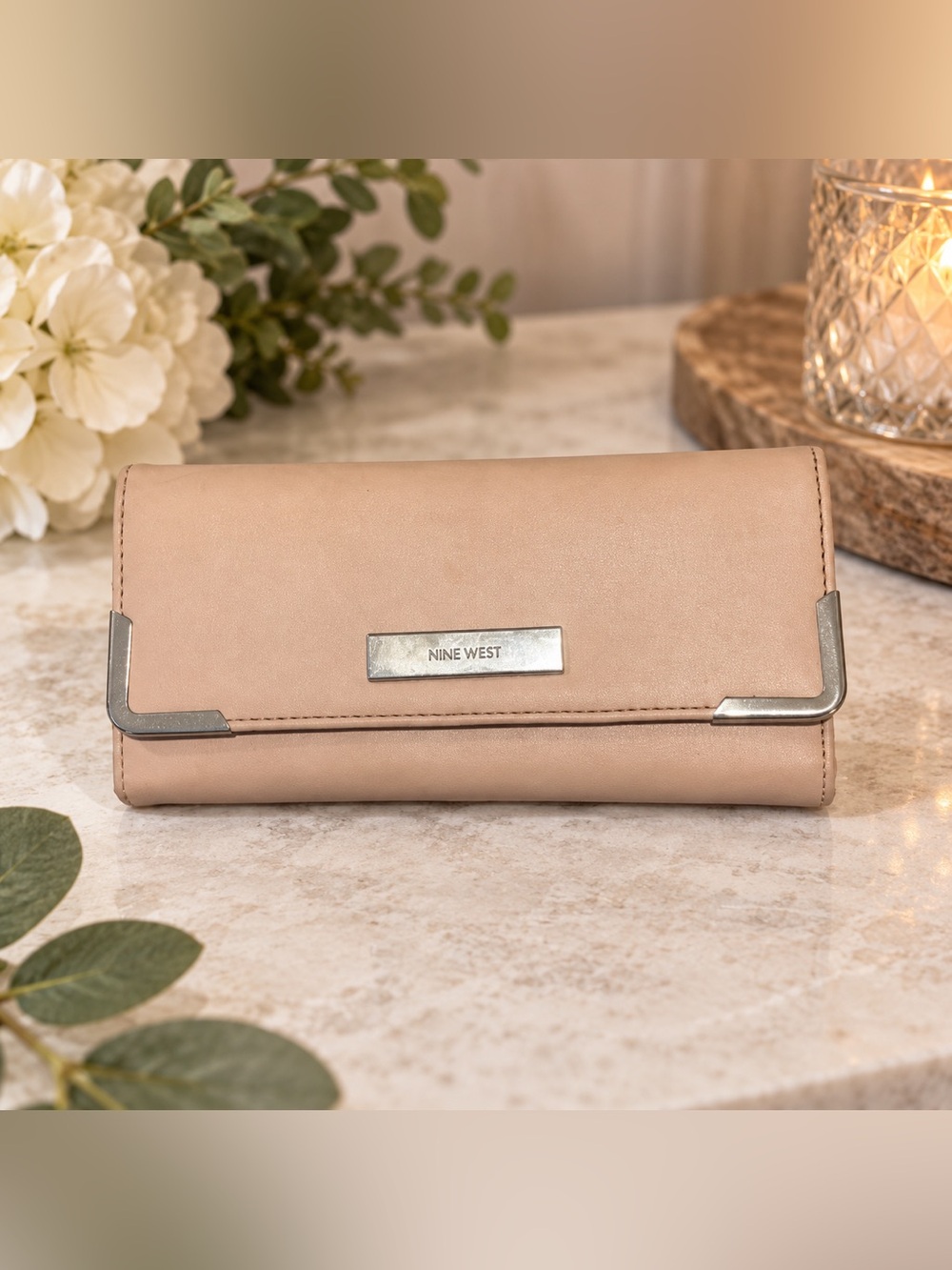 Nine West Blush Pink Wallet | Silver-Tone Hardware | Classic Women’s Clutch